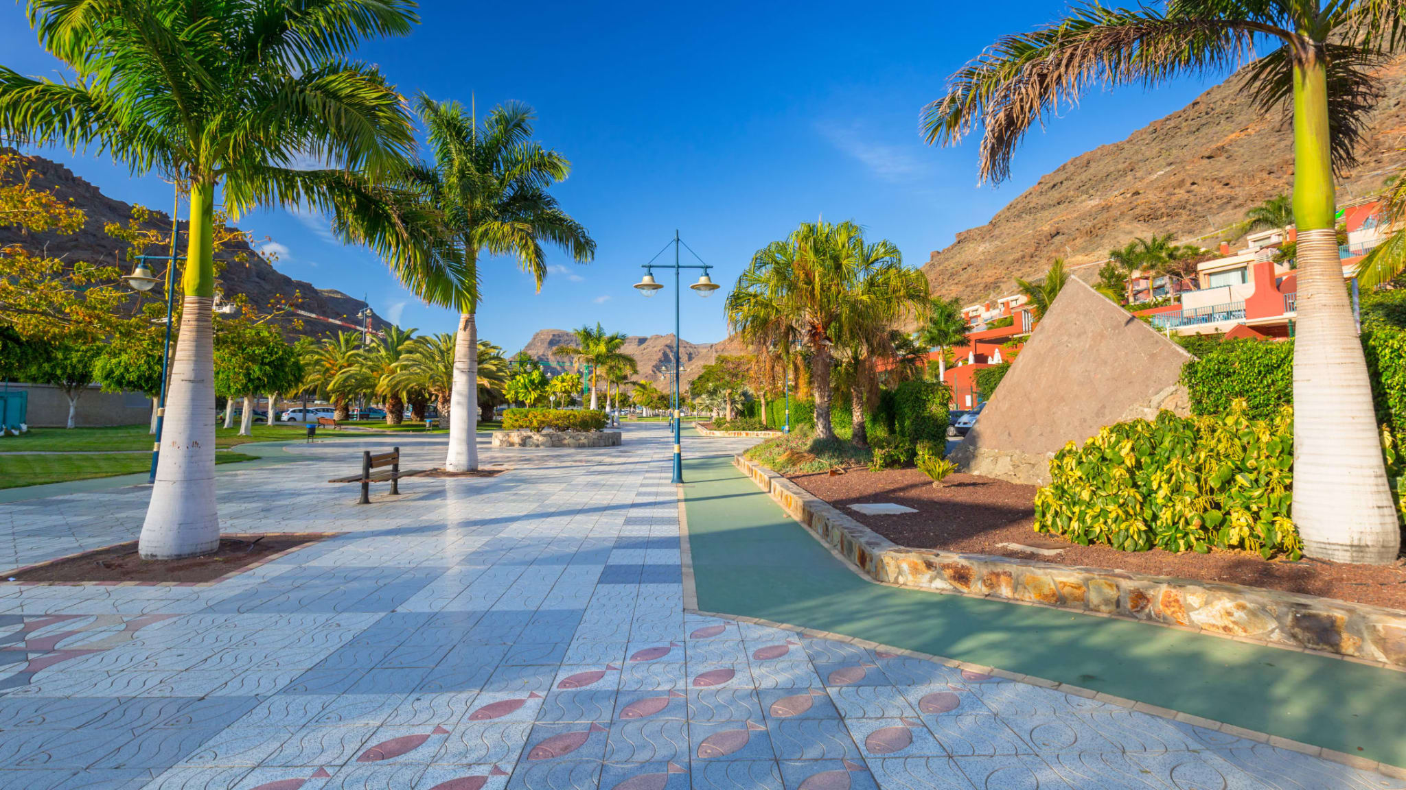 Promenade Puerto de Mogan, Gran Canaria, Spanien